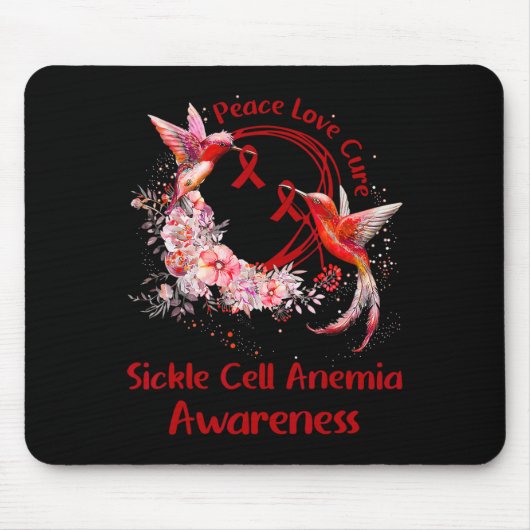 Hummingbird Peace Love Cure Sikkelcelanemie AWA Muismat (Voorkant)
