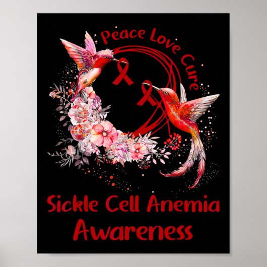 Hummingbird Peace Love Cure Sikkelcelanemie AWA Poster (Voorkant)