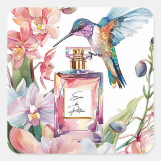 Hummingbird & Perfume Waterverf Bloemen Sticker