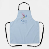 Hummingbird Personalized Light Blue Kitchen Apron Schort (Voorkant)