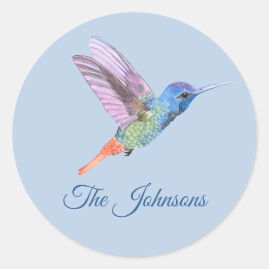 Hummingbird Personalized Stickers Blue (Voorkant)