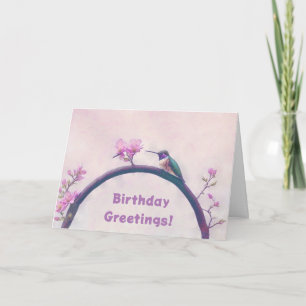 Hummingbird Pink Art Verjaardag Kaart