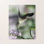 Hummingbird Pink Floral Wildlife Foto Legpuzzel (Verticaal)