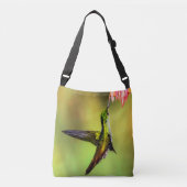 Hummingbird Pink Flower Bird Crossbody Tas (Voorkant)