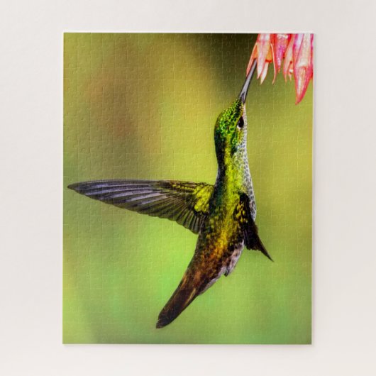 Hummingbird Pink Flower Bird Legpuzzel (Verticaal)