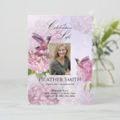 Hummingbird Pink Hydrangeas Celebration of Life Kaart (Staand voorkant)