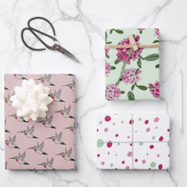 Hummingbird Pink Rhododendron Wrapping Paper