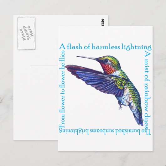 Hummingbird Poem Briefkaart (Voorkant / Achterkant)