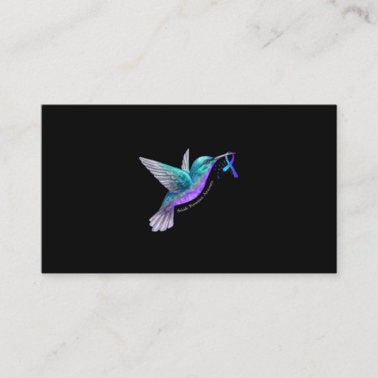 Hummingbird Purple Blue Ribbon Suicide Prevention Visitekaartje (Voorkant)