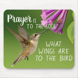 Hummingbird Purple Flowers Christelijk Prayer Muismat