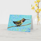 Hummingbird Ready to Fly Painting Kaart (Gele Bloem)