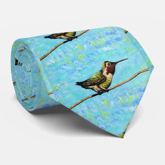 Hummingbird Ready to Fly Painting Stropdas (Opgerold)