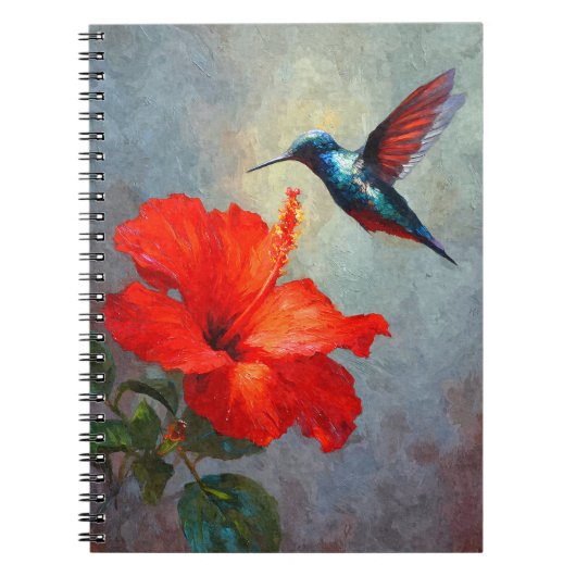 Hummingbird Red Hibiscus Notitieboek (Voorkant)