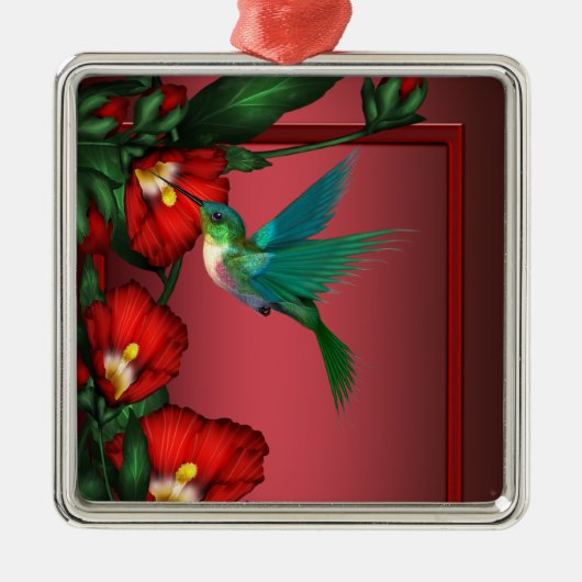 Hummingbird Red Hibiscus Ornament (Voorkant)