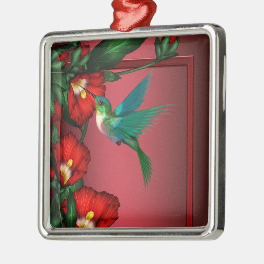 Hummingbird Red Hibiscus Ornament (Links)