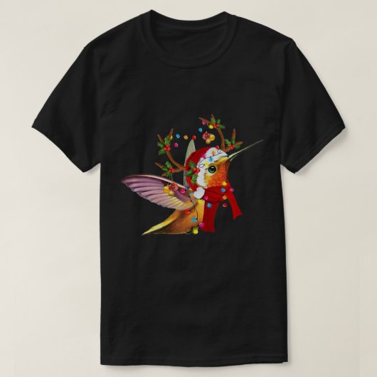 Hummingbird Reindester Pet Santa Kerstlights Xm T-shirt (Design voorkant)