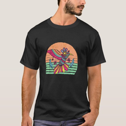 Hummingbird  Retro Sunset Mandala T-shirt (Voorkant)