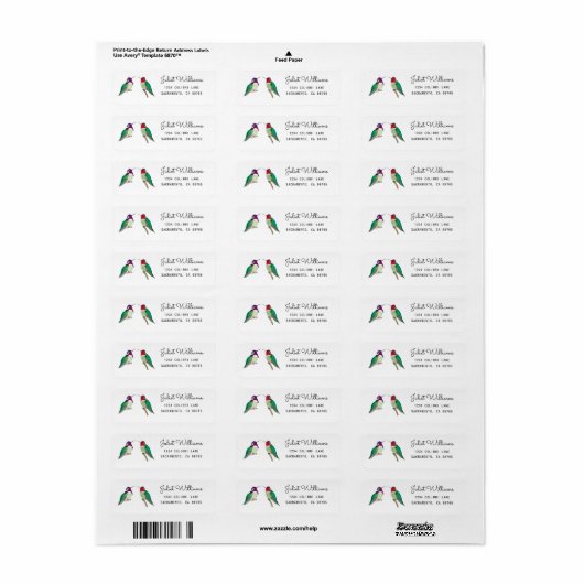 Hummingbird Return Address Label (Full Sheet)