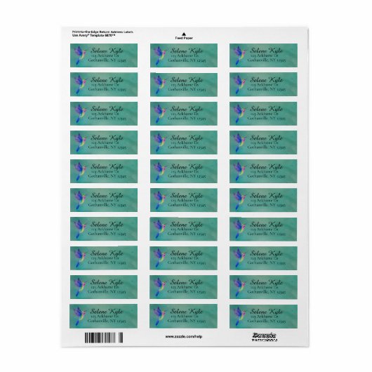 Hummingbird Return Address Labels (Full Sheet)