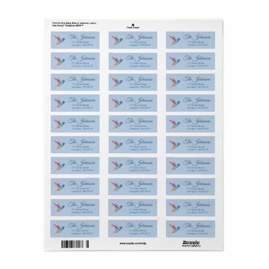 Hummingbird Return Address Labels Custom (Full Sheet)