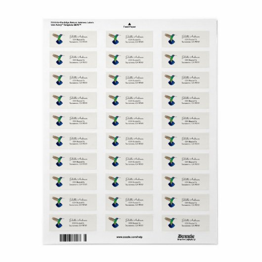 Hummingbird Return Label (Full Sheet)