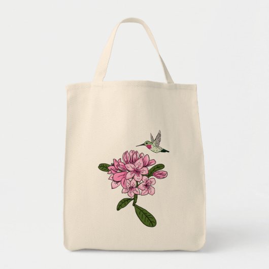 Hummingbird & Rhododendron Gepersonaliseerde Canva Tote Bag (Voorkant)