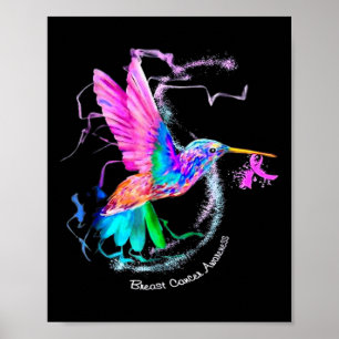 Hummingbird ribbon breast kanker awareness poster