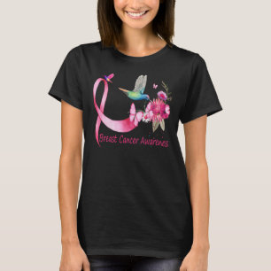 Hummingbird ribbon breast kanker awareness t-shirt