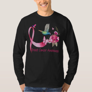 Hummingbird ribbon breast kanker awareness t-shirt