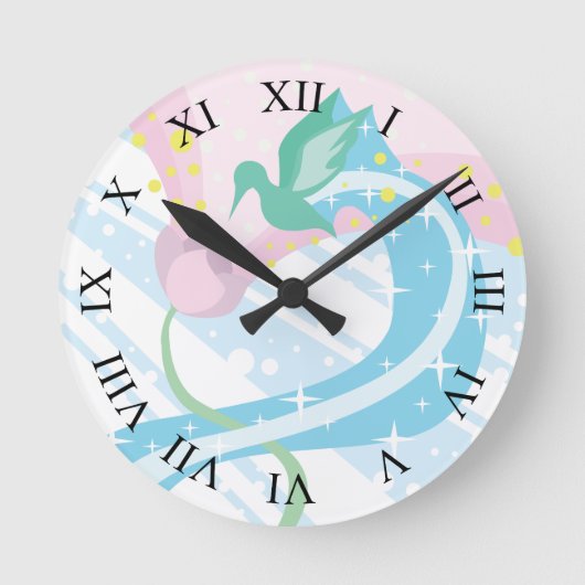 Hummingbird Roman Numerals Ronde Klok (Voorkant)