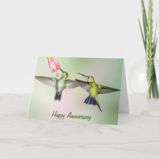 Hummingbird Romantic Couple Happy Jubileum Kaart (Voorkant)
