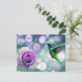 Hummingbird & Roos - Groen & Roze Briefkaart (Staand voorkant)