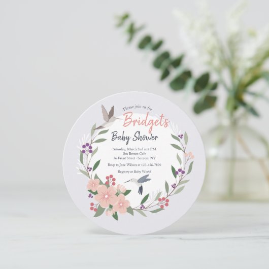 Hummingbird Round Invitation Kaart (Staand voorkant)