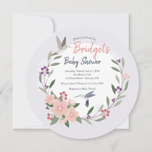 Hummingbird Round Invitation Kaart (Voorkant)
