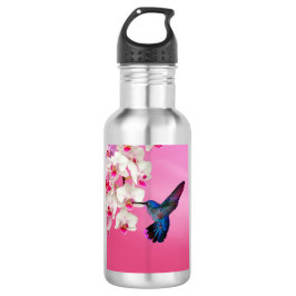 Hummingbird Roze Achtergrondwaterflesje Waterfles