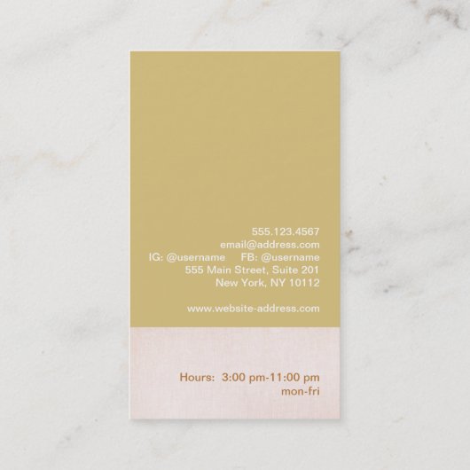 Hummingbird roze Buds Branch Makeup Artist Visitekaartje (Achterkant)