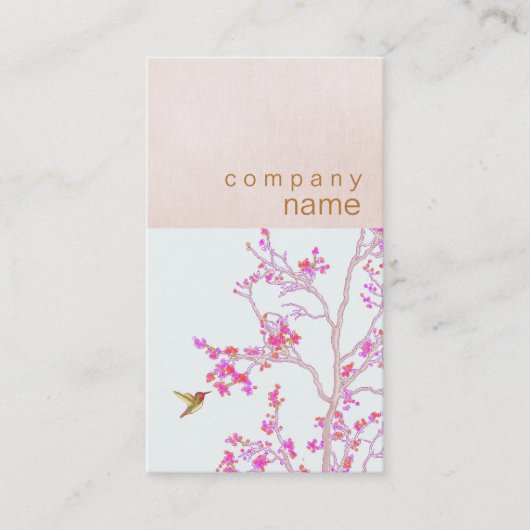 Hummingbird  roze Buds Branch Makeup Artist Visitekaartje (Voorkant)