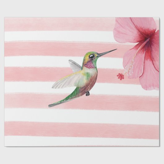 Hummingbird. Roze en wit. Cadeaupapier (Vlak)