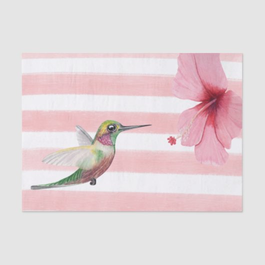 Hummingbird. Roze en wit. Tissuepapier (Voorkant)