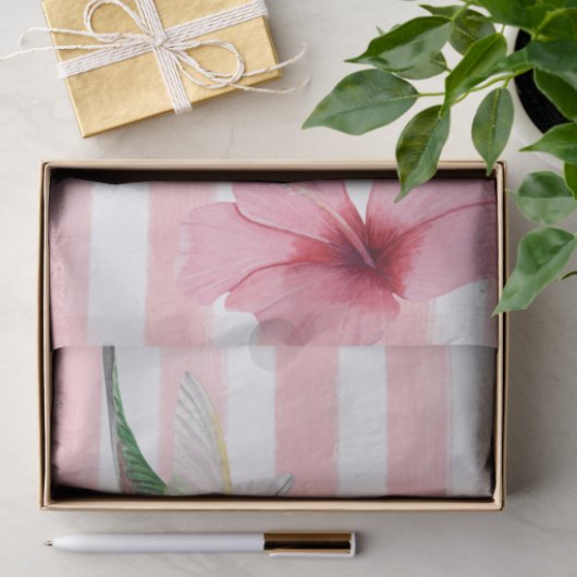 Hummingbird. Roze en wit. Tissuepapier (Geschenk)