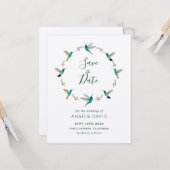 Hummingbird Save the Date Card Kaart (Voorkant / Achterkant in situ)