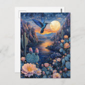 Hummingbird Scenic Southwestern Night Briefkaart (Voorkant / Achterkant)