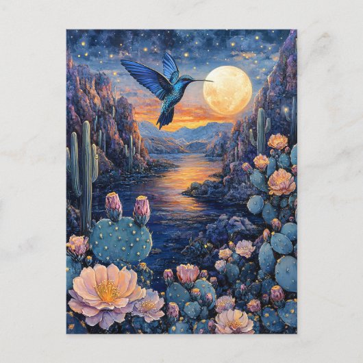Hummingbird Scenic Southwestern Night Briefkaart (Voorkant)