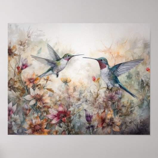 Hummingbird Schilderen Kunst Print Poster (Voorkant)
