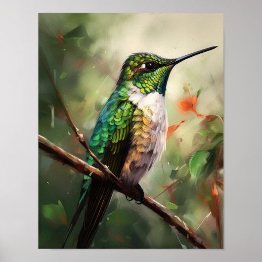 Hummingbird Schilderen Kunst Print Poster (Voorkant)