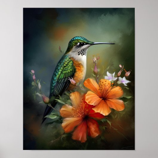 Hummingbird Schilderen Kunst Print Poster (Voorkant)