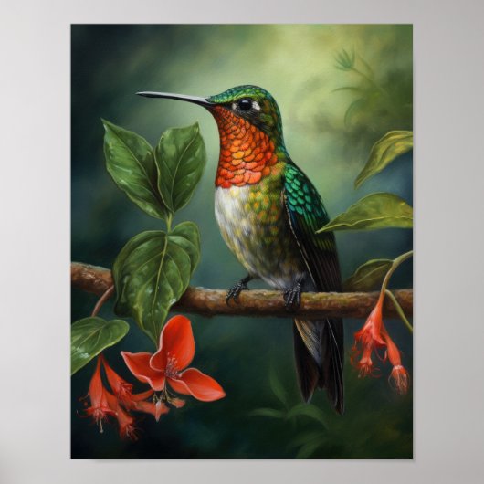 Hummingbird Schilderen Kunst Print Poster (Voorkant)