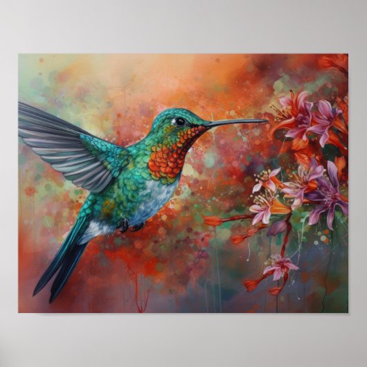 Hummingbird Schilderen Kunst Print Poster (Voorkant)