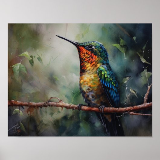 Hummingbird Schilderen Kunst Print Poster (Voorkant)