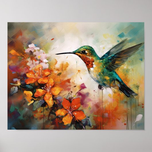 Hummingbird Schilderen Kunst Print Poster (Voorkant)